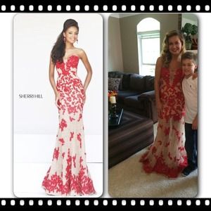 Sherri Hill red/nude Prom dress.