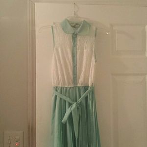 Collared Teal Lace Dress