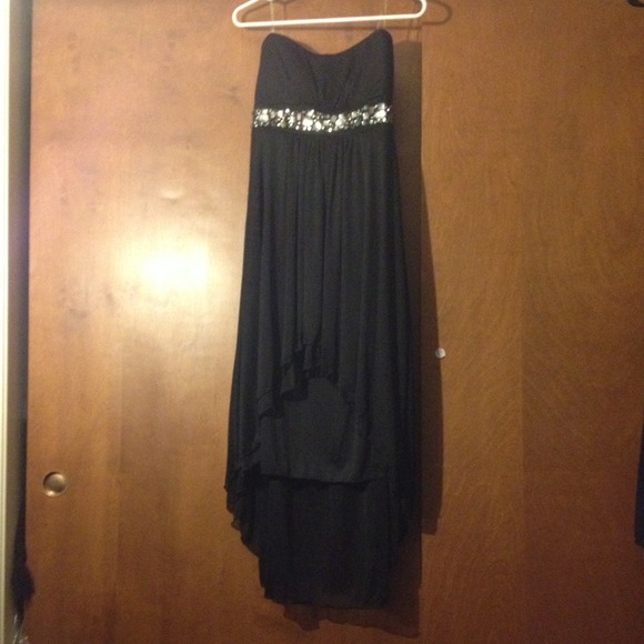 Black high-low strapless dress! Worn once!