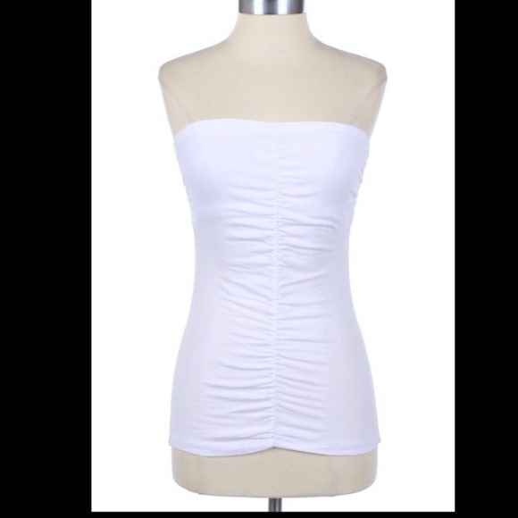 White Rouched Tube Top
