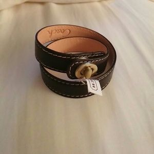 DarkBrownLeatherCoachBracelet