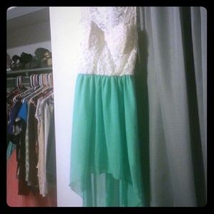 White/Mint High low dress.