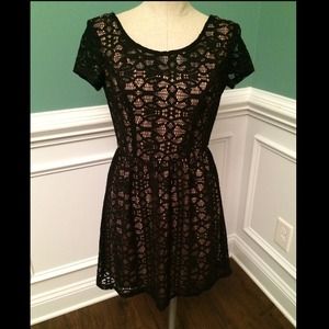 Black & Pink lace/knit dress