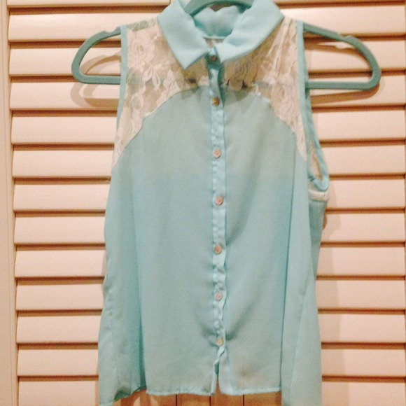 Blue lace blouse