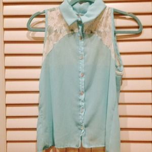 Blue lace blouse