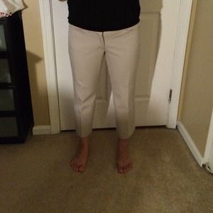 EXPRESS studio khaki crop pants.