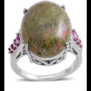 ♥️SOLD♥️ Unikite, Simulated Red Diamond Ring