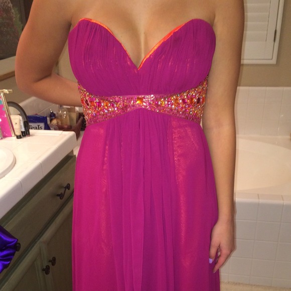 Floor length Grecian style prom dress with beading