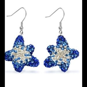 Blue and White Austrian Crystal Earrings