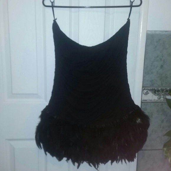 Cute Feathery Black Mini Tube Dress/Shirt.