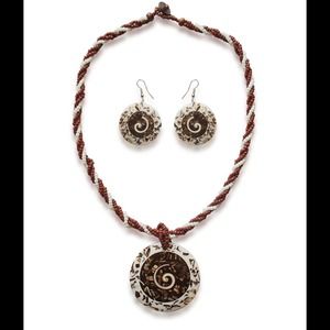 Glass Seed Bead Earrings and Necklace