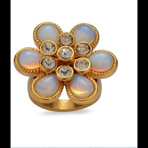Opalite, Austrian Crystal Ring YG Stainless Steel
