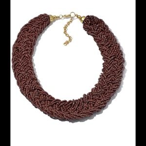 Brown Color Beads Neckalce in Goldtone