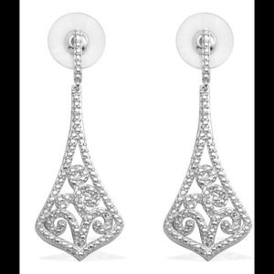 Diamond Earrings in Platinum Bond Brass