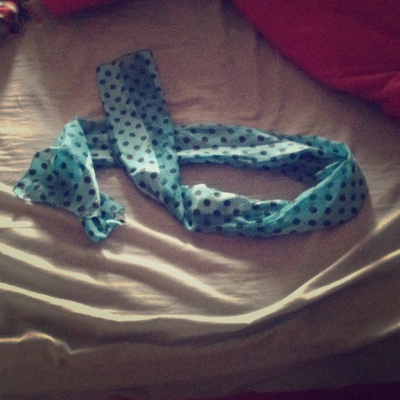 Blue polka dot silk scarf