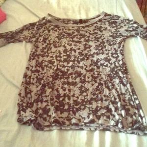 Black & gray sheer mid sleeve shirt