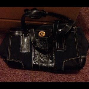 Coach black signature satchel handbag