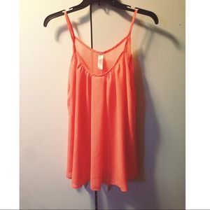 Neon orange/pink chiffon tank