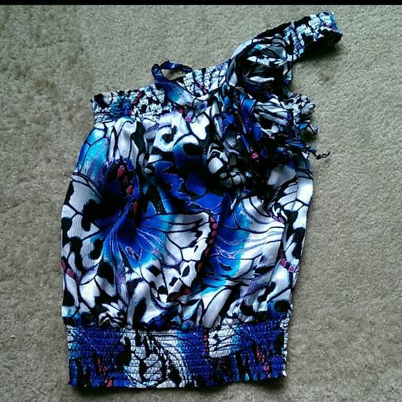 One shoulder top by BEBE. Slightly used. - Picture 1 of 4