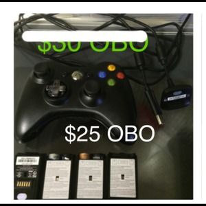 Xbox controller, 4 battery packs, & charger