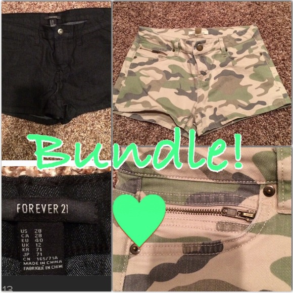 Bundled camo & black jean shorts!❤️ never worn
