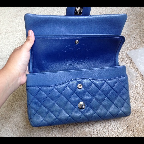 🚫SOLD!Authentic Chanel Blue Soft Caviar Flap SHW - Picture 3 of 4