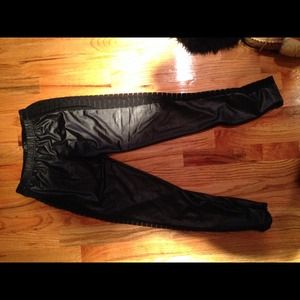 Leather leggings , sheer sides