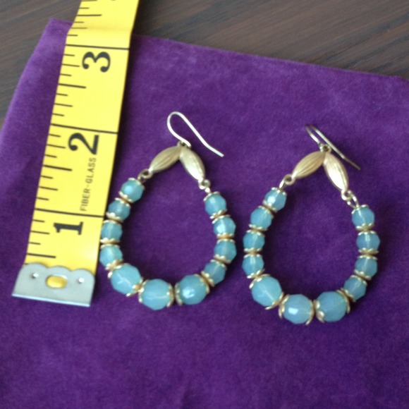 Aqua color earrings.  Wire dangle.  2" drop - Picture 3 of 3