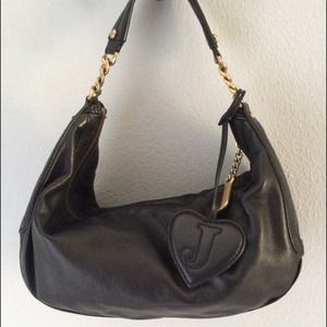 Juicy Couture Black Leather Hobo Purse