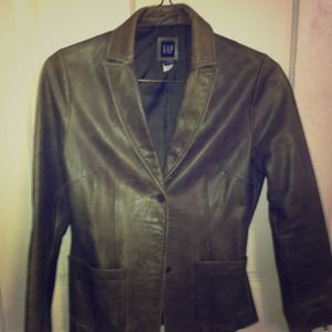 Leather olive green blazer