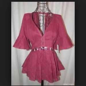 Free People Top Size 6 Boho Embroidered Blouse