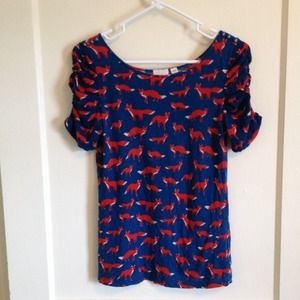 Anthropologie top in fox print