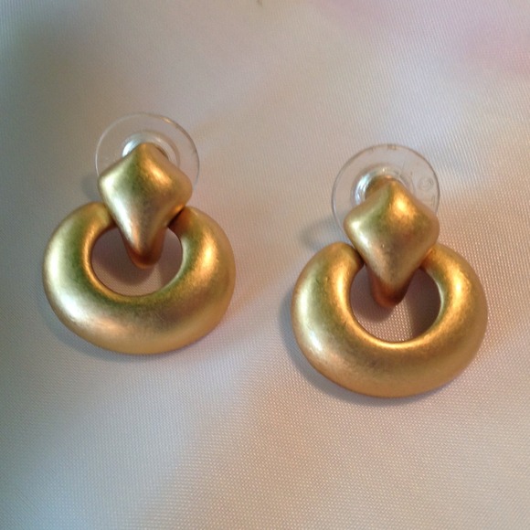 Small Brushed Gold Pierced Door Knocker EARRINGS