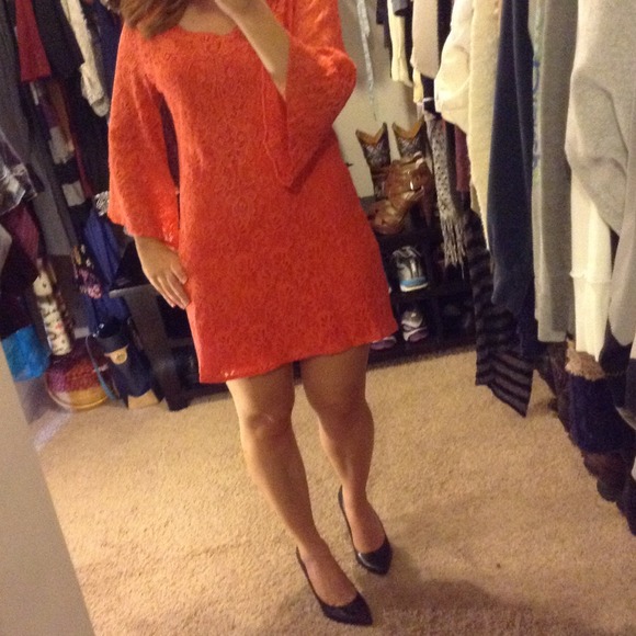 Coral lace shift dress NWOT