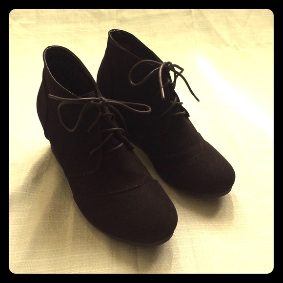 Lace Up Wedge Booties