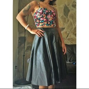 Romwe Faux Leather Black Midi Skirt