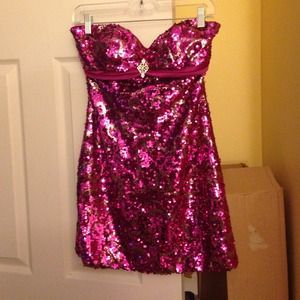Pink sequence homecoming dress
