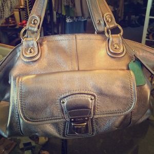 Silver COACH purse