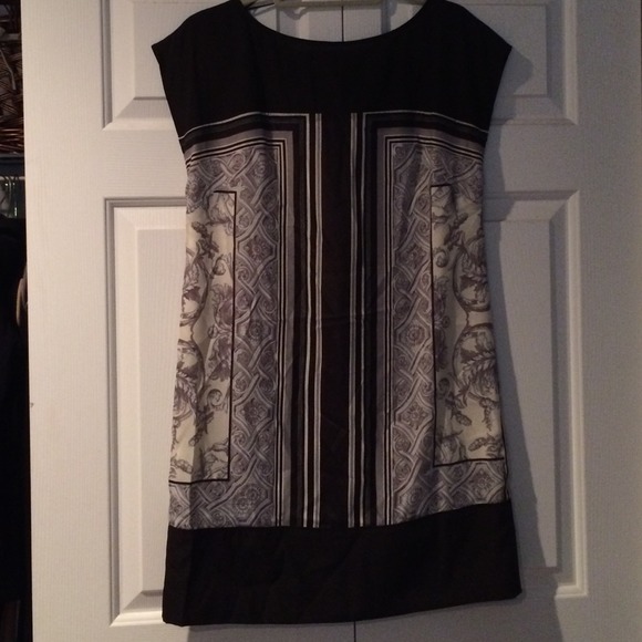 Vince Camuto Black,cream, grey dress.