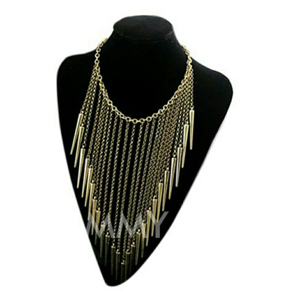 Brass colored trendy statement necklace