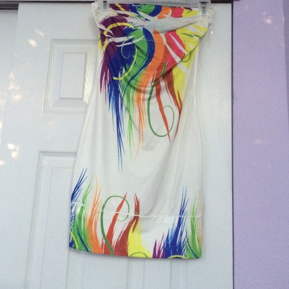 Strapless rainbow party dress