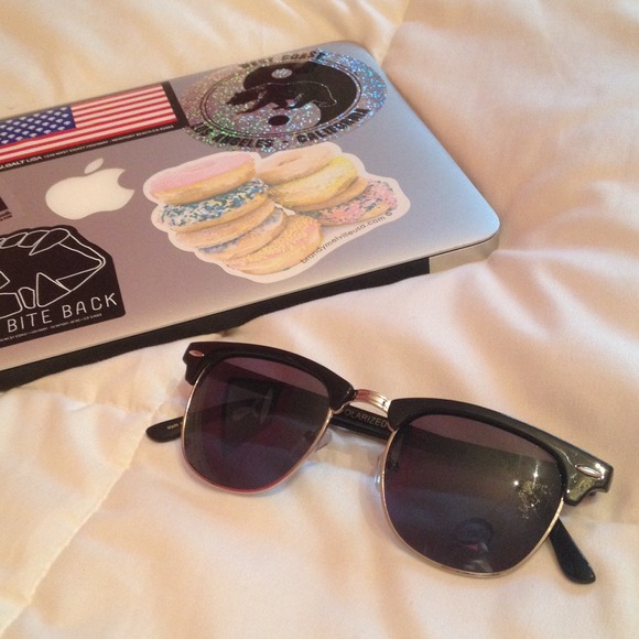 Clubmaster style black sunglasses