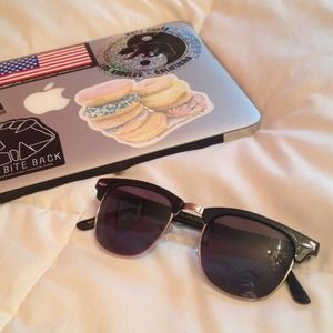 Clubmaster style black sunglasses