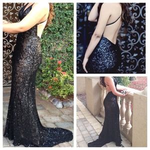 Black Open Back Prom or Homecoming Dress