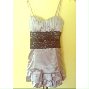 Silver and black lace dress
