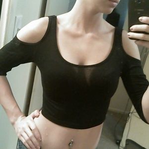 Black Cut-Out Crop Top