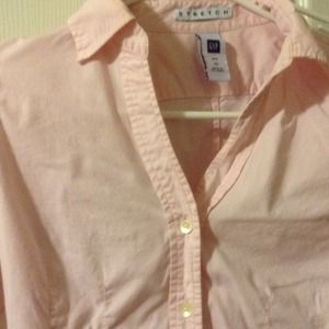 Pink stretch button down