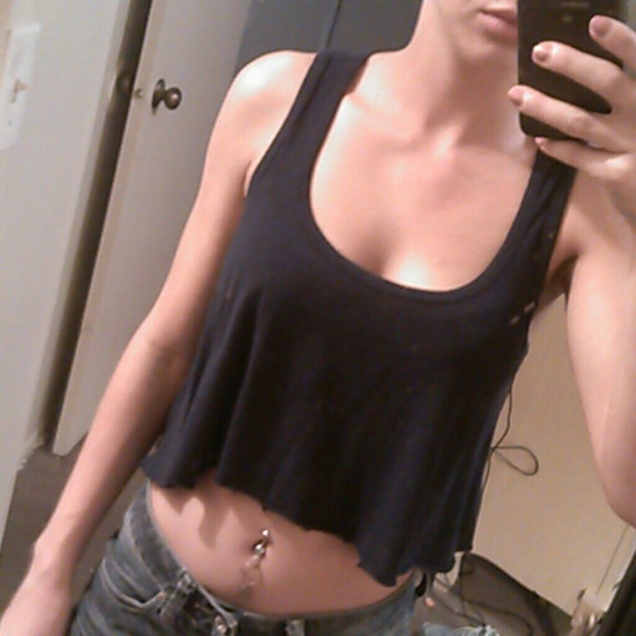 Navy Blue Crop Top