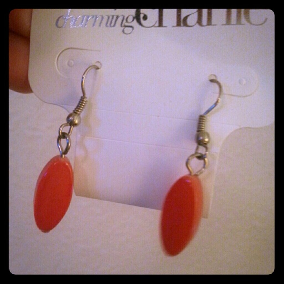 Coral colored earrings