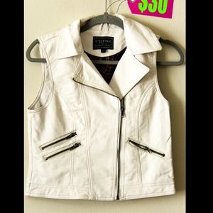 Off white leather vest